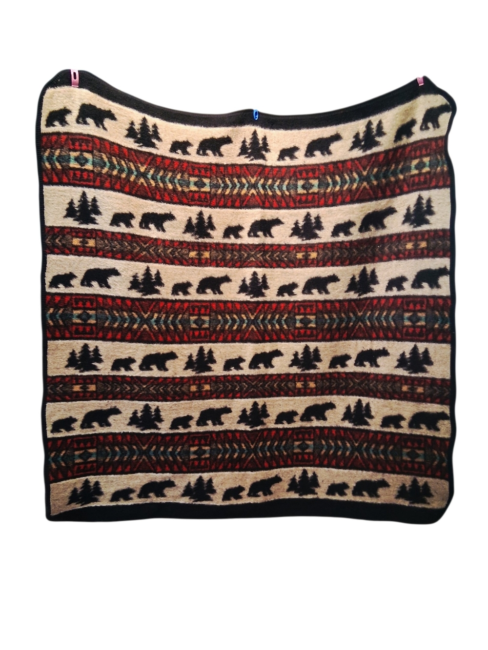 NEW! Reversible Rustic Bear & Tree Pattern Throw Blanket 1082 - Picture 2 of 8